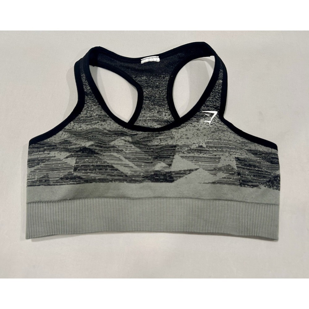 Gymshark Women's Small Adapt Ombré Seamless Sports Bra Racerback Black Gray